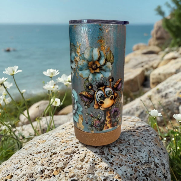 Giraffes Tumbler with removeable cork bottom - 17 oz In Stock