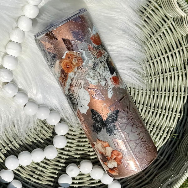 Butterflies & Lace Tumbler - 20oz in stock