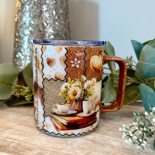 Coffee & Treats Patchwork Tumbler - 12oz mug instock