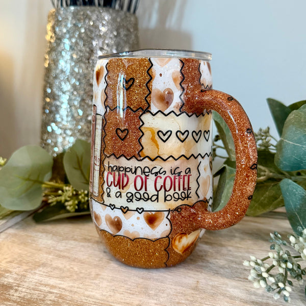 Coffee & Books Patchwork Tumbler - 16oz In stock