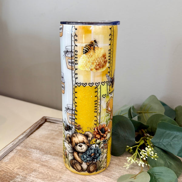 Bear and Bees Patchwork Tumbler - 20oz In stock
