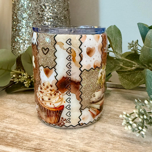 Coffee & Treats Patchwork Tumbler - 12oz mug instock