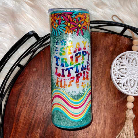 Stay Trippy Little Hippie Waves Tumbler - 20 oz In stock