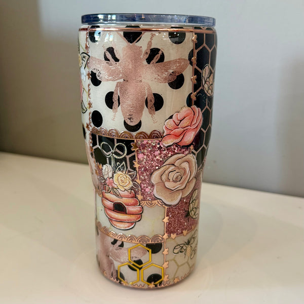 Polka Dot Bees Tumbler - 20oz in stock