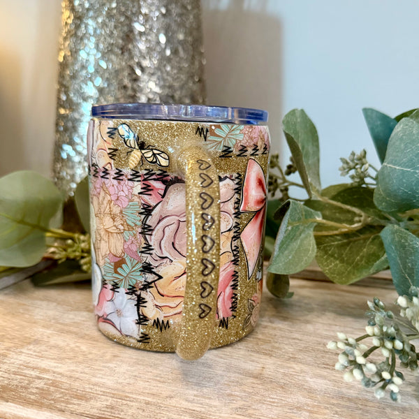 Bow/florals Patchwork Tumbler - 12oz In stock