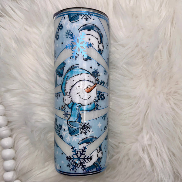 Blue Snowman Tumbler - 20oz In Stock