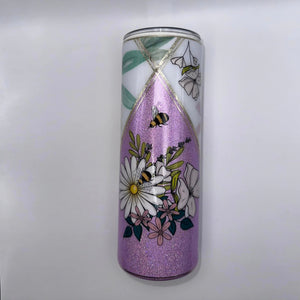 Sunflowers & Bees on purple holographic Tumbler - 20 oz In Stock