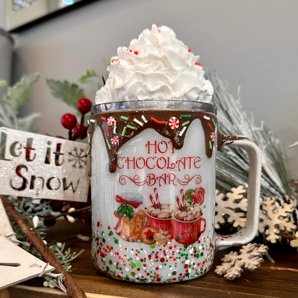 Hot Chocolate Mug/Removeable Faux Whipped Topper - multiple decals (In Stock)