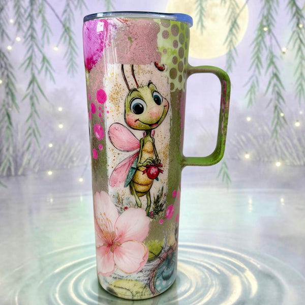 Princess with a prince and a frog Tumbler with handle - 20oz in stock