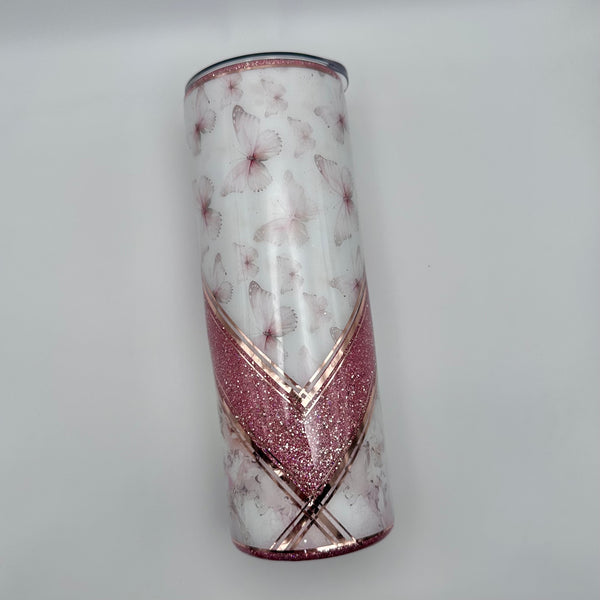 Spring Butterflies and Floral Tumbler - 20 oz In Stock