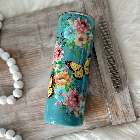 Floral Bicycle Tumbler - 20 oz In Stock