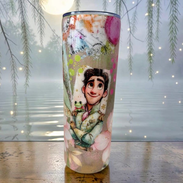 Princess with a prince and a frog Tumbler with handle - 20oz in stock