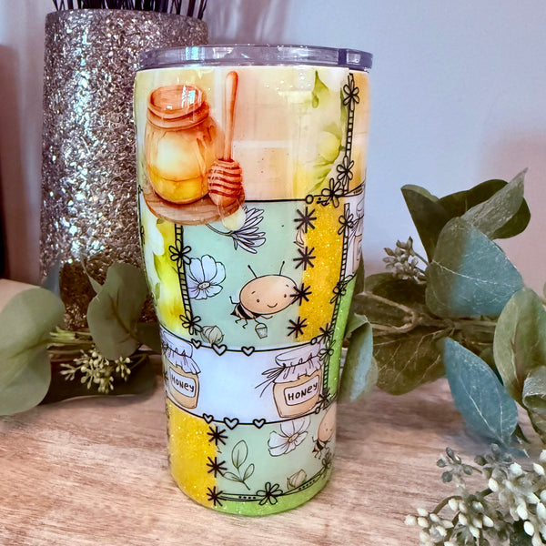Happy Bee Patchwork Tumbler - 20oz In stock