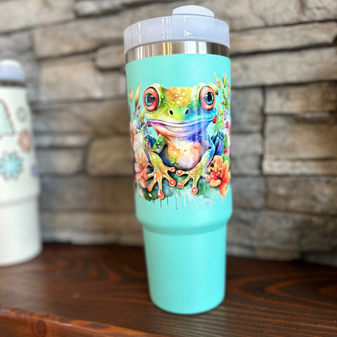*Travel Mug with Handle - 30 oz (Multiple Designs & Colors) In Stock