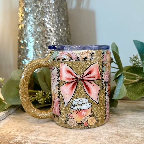 Bow/florals Patchwork Tumbler - 12oz In stock