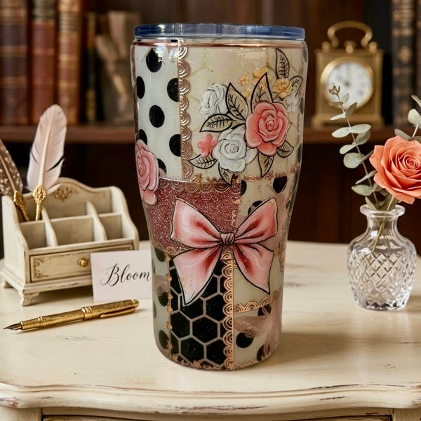 Polka Dot Bees Tumbler - 20oz in stock
