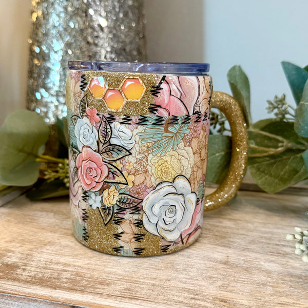 Bow/florals Patchwork Tumbler - 12oz In stock