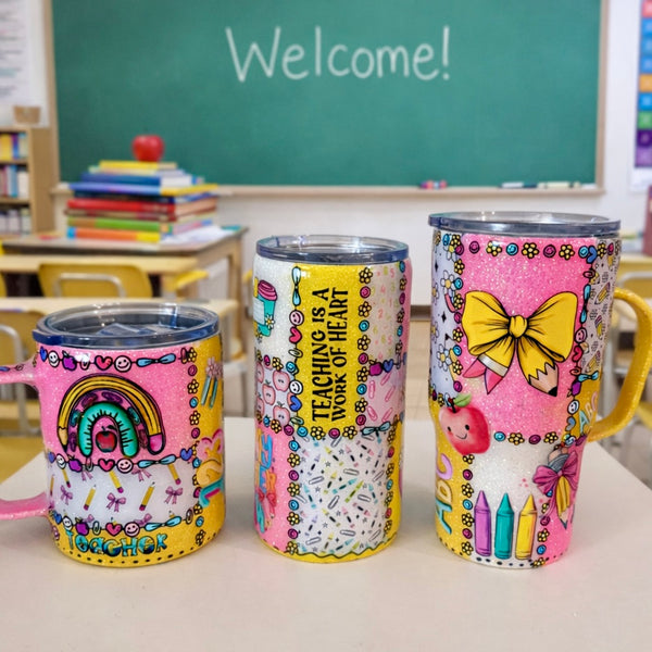 Teacher Patchwork Tumblers (multiple styles) - In stock