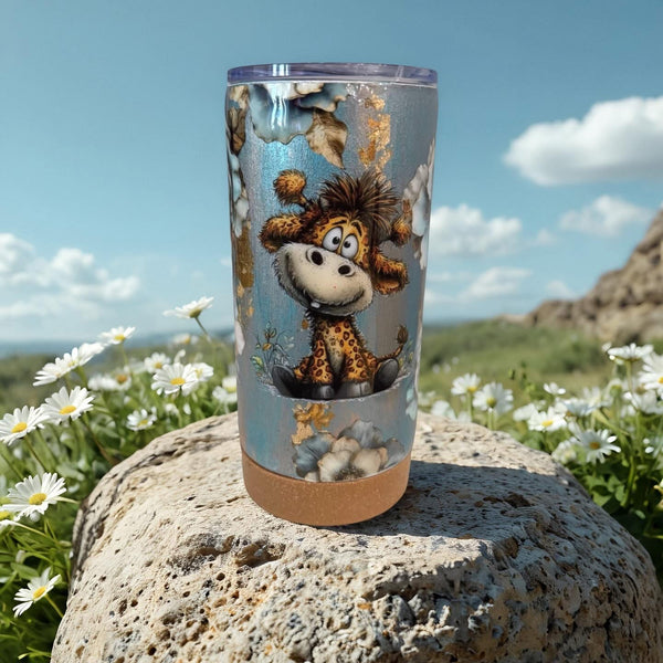 Giraffes Tumbler with removeable cork bottom - 17 oz In Stock