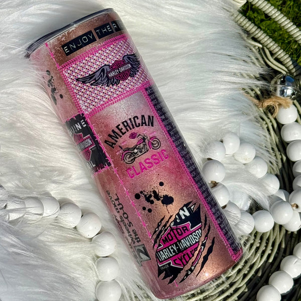 Motorcycle Pink Tumbler - 20oz in stock