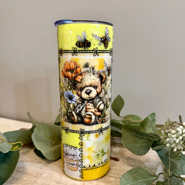 Bear and Bees Patchwork Tumbler - 20oz In stock