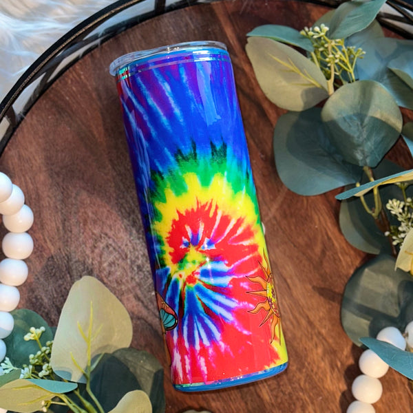 Stay Trippy Little Hippie Tie Dye Tumbler - 20 oz In Stock