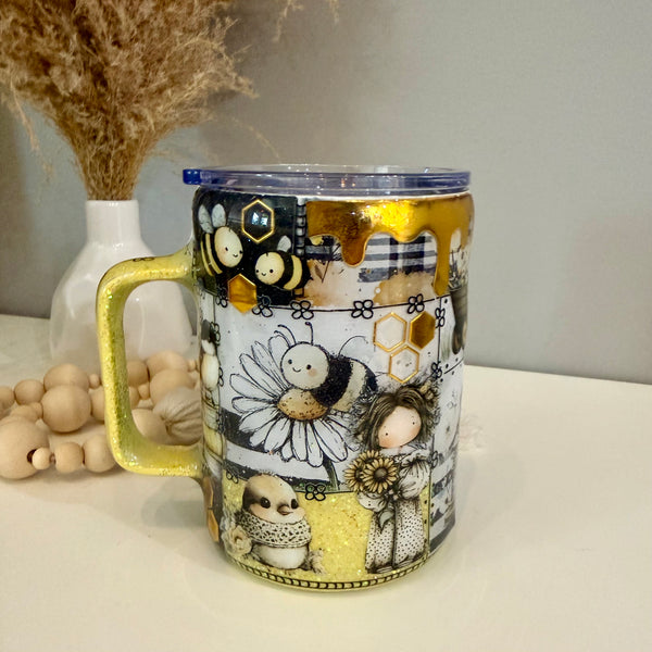 Garden Whimsy Patchwork Tumbler - 16oz mug In Stock