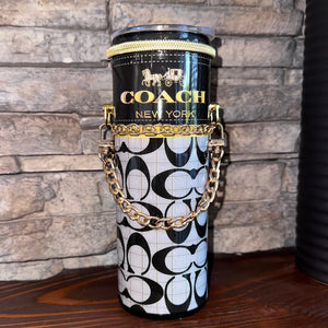 Black & Gold Purse Tumbler - 20 oz In Stock