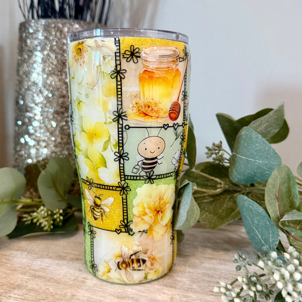 Happy Bee Patchwork Tumbler - 20oz In stock