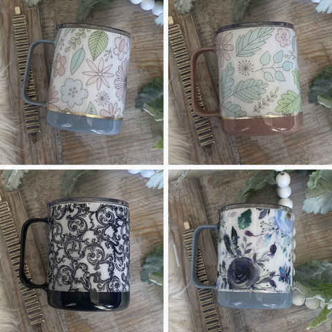 Floral Mug (Multiple Colors/Patterns) - 12 oz In Stock