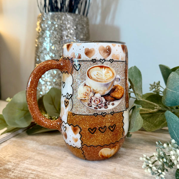 Coffee & Books Patchwork Tumbler - 16oz In stock