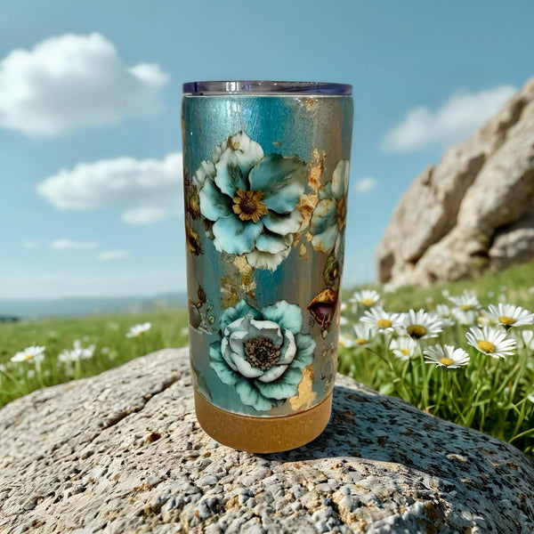 Giraffes Tumbler with removeable cork bottom - 17 oz In Stock