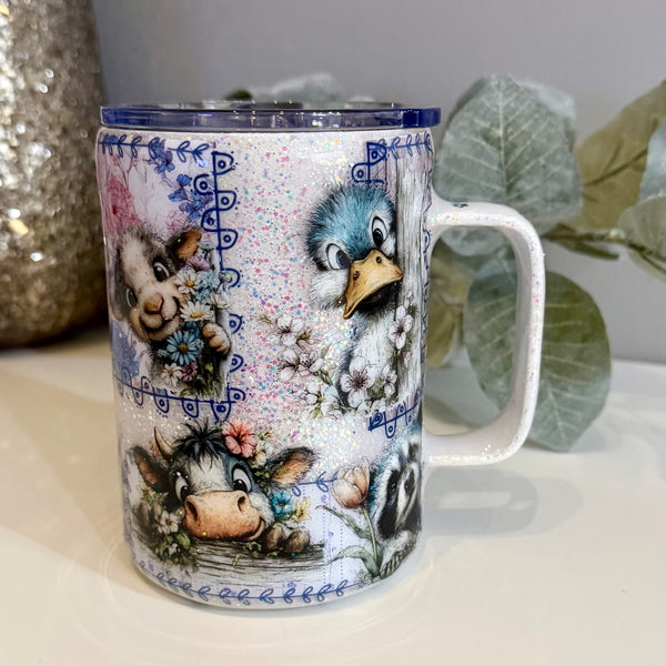 Peeping Farm Animals Patchwork Tumbler - 16oz mug In Stock