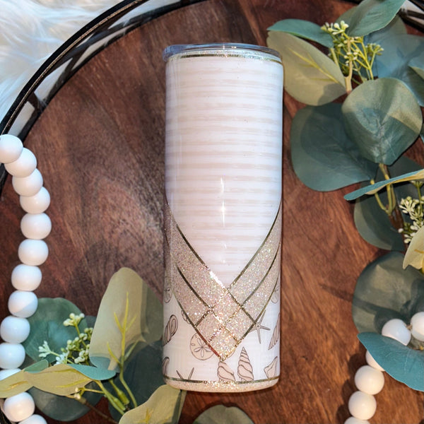 Seashells Tumbler with Charm - 20 oz In Stock