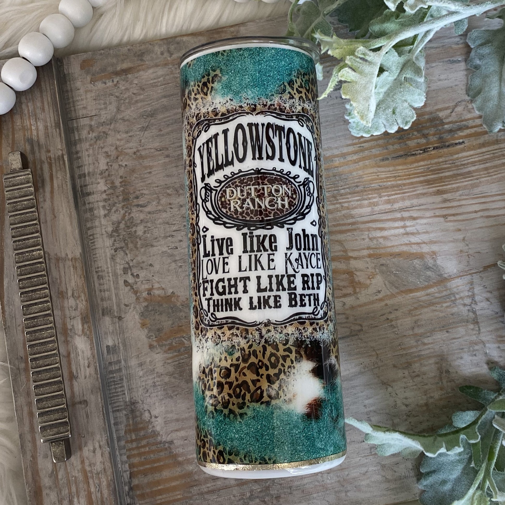 Live Like John / Western Leopard Turquoise Tumbler