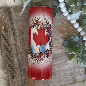 Canadian Flag Burst Tumbler