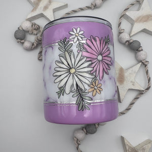 Floral on Purple Marble Tumbler - 12 oz In Stock