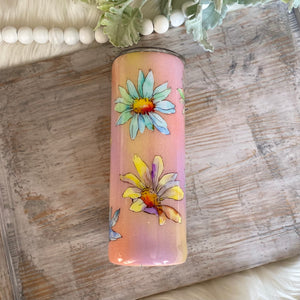 Watercolor Daisy Tumbler - 20 oz In Stock