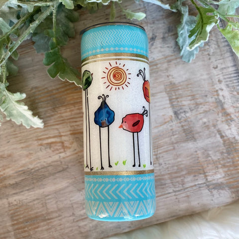 Whimsical Birds Tumbler - 20 oz In Stock