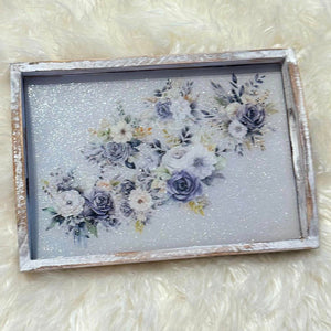 Shabby Chic Rustic Floral Tray (12.5" x 9") In Stock