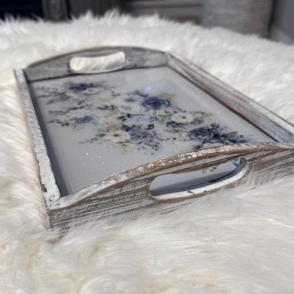 Shabby Chic Rustic Floral Tray (12.5" x 9") In Stock