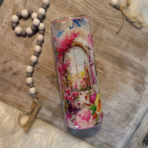 Floral Window with Peonies and Doodle Flowers Tumbler - 20 oz In Stock