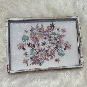 Boho Inspired Mushroom/Floral Tray (10.5" x 14.5") In Stock