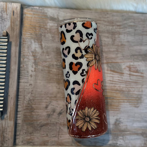 Fall Daisy & Leopard Tumbler - 20 oz In Stock