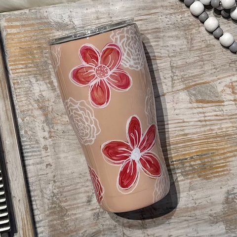 Doodle Flowers Tumbler (rose) - 20 oz In Stock