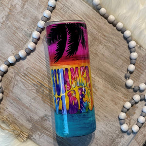 *Summer Vibes Palm Trees Tumbler - 20 oz In Stock