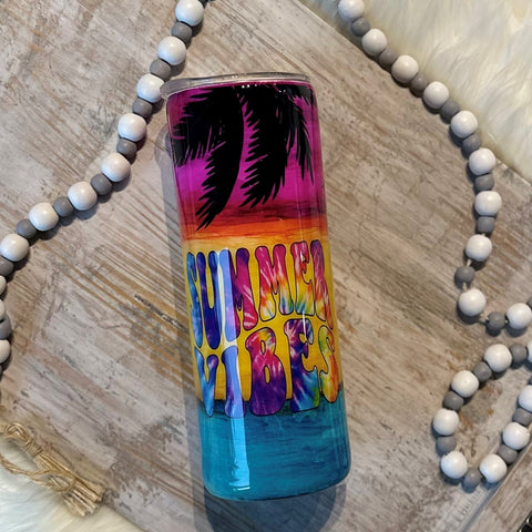 Summer Vibes Palm Trees Tumbler - 20 oz In Stock