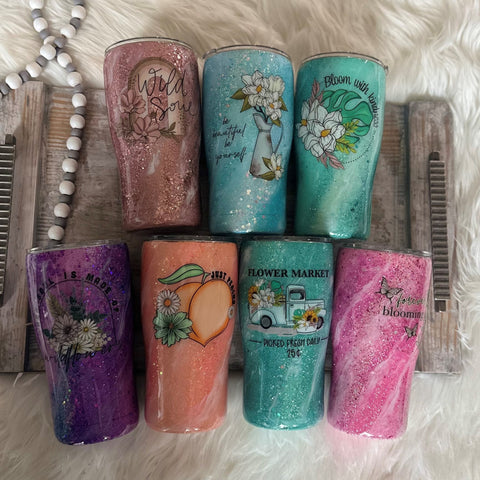 Milky Way Glitter Tumblers (Multiple Colors) - 20 oz curvy (In Stock)