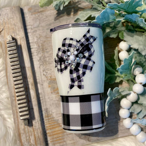 Buffalo Plaid with Pearls & Rhinestones Tumbler