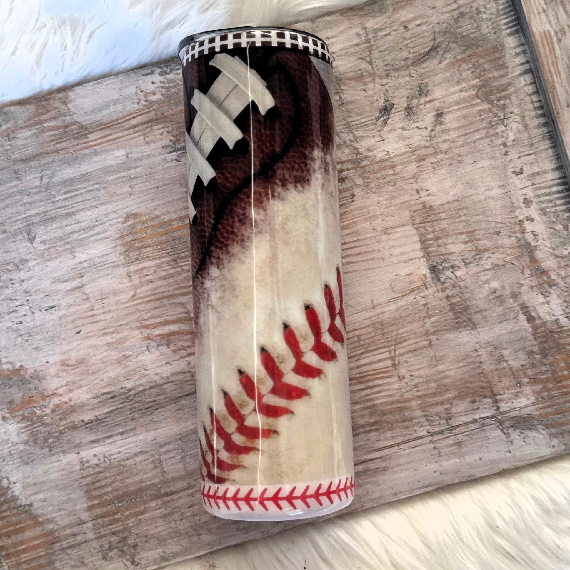 Baseball Football Tumbler - 30 oz In Stock